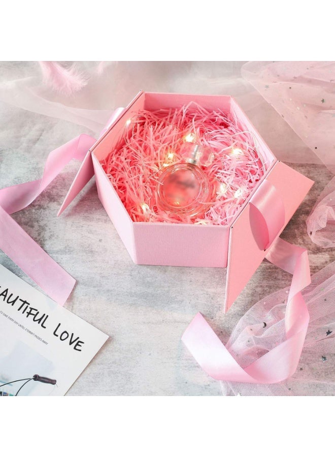 كاكو 100 غرام من خيوط ورق الرافيا المقطعة، صديقة للبيئة، قصاصات ورقية مجعدة، حشو ورق مقطع لحشو صناديق الهدايا (وردي) - Image 2